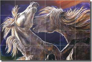 Taylor Horses Equine Art Floor Tile Mural 48" x 32" - JTA024
