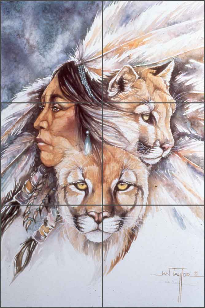 Vision of the Cougar by Jan Taylor Ceramic Tile Mural - JTA038