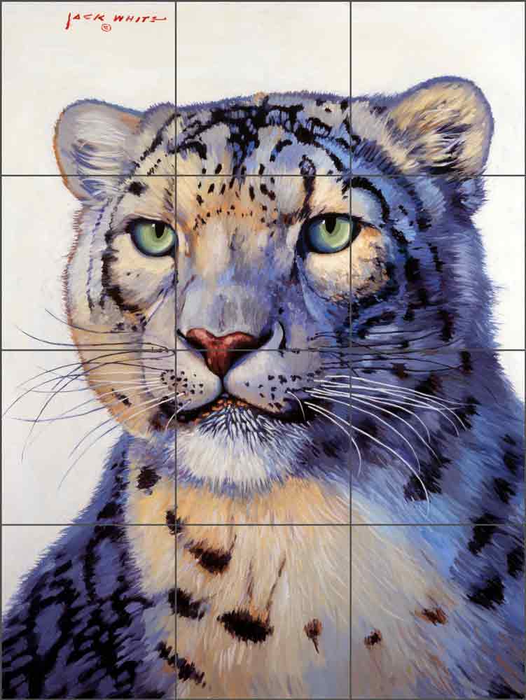 Snow Leopard by Jack White Ceramic Tile Mural - JWA022