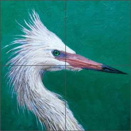 Egret by Jack White Ceramic Tile Mural JWA034