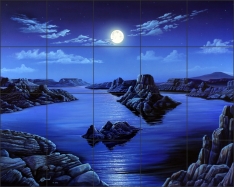 Blue Moon Vista by Kurt Burmann Ceramic Tile Mural - KB002