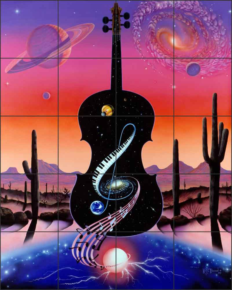 Music Tunes the Cosmos by Kurt Burmann Ceramic Tile Mural - KB003