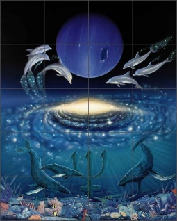 Neptune's Keeper by Kurt Burmann Ceramic Tile Mural - KB005