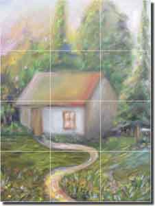 Lee Landscape Cottage Ceramic Tile Mural 12.75" x 17" - KLA001