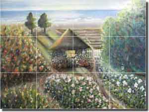 Lee Floral Landscape Ceramic Tile Mural 17" x 12.75" - KLA006