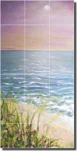 Lee Beach Seascape Ceramic Tile Mural 12.75" x 25.5" - KLA030