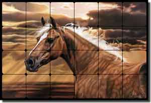 McElroy Horse Equine Tumbled Marble Mural 24" x 16" - KMA011