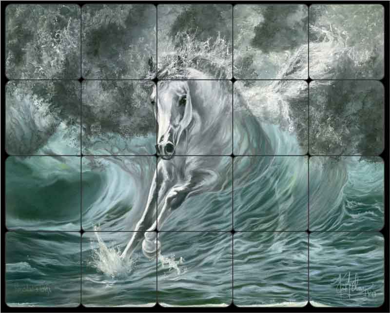 Poseidon's Gift by Kim McElroy Tumbled Marble Tile Mural 30" x 24" - KMA012
