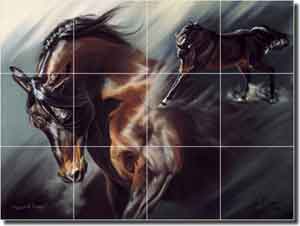 McElroy Horse Equine Glass Tile Mural 24" x 18" - KMA015
