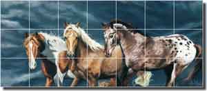 McElroy Horses Equine Ceramic Tile Mural 29.75" x 12.75" - KMA019