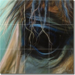 Downcast by Kim McElroy - Horse Equine Ceramic Tile Mural 18" x 18" Kitchen Shower Backsplash