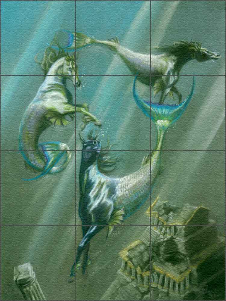 The Guardians by Kim McElroy Glass Wall & Floor Tile Mural 18" x 24" - KMA058