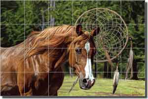 McElroy Horse Equine Glass Tile Mural 36" x 24" - KMA060