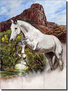 McElroy Horse Equine Ceramic Tile Mural 12.75" x 17" - KMA065