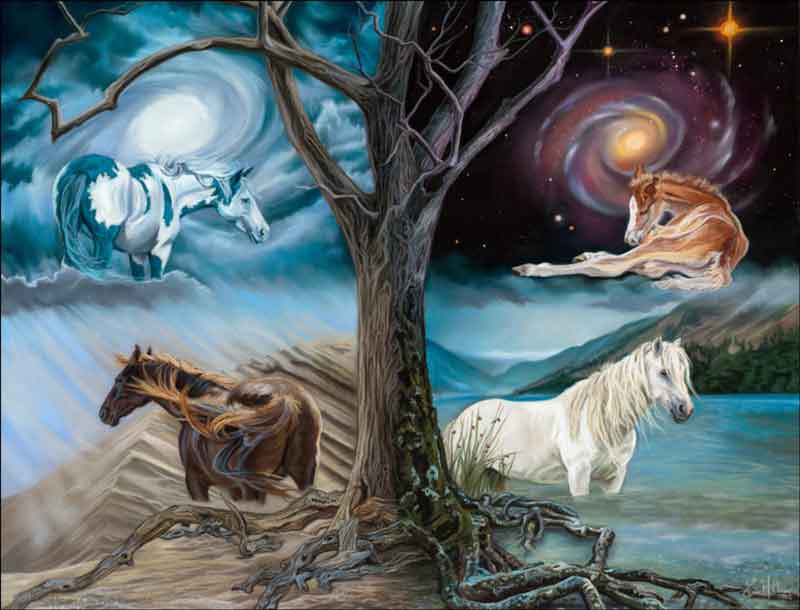 Horses of the Four Elements by Kim McElroy Ceramic Accent & Decor Tile - KMA074AT