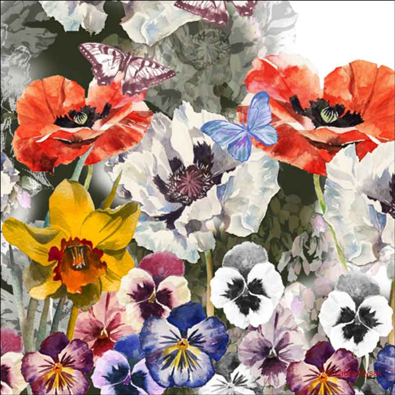 Colorful Wildflowers by Laura Mysak Ceramic Accent & Decor Tile - LM2-002AT