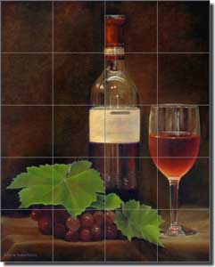 Macon Wine Grapes Ceramic Tile Mural 17" x 21.25" - LMA042