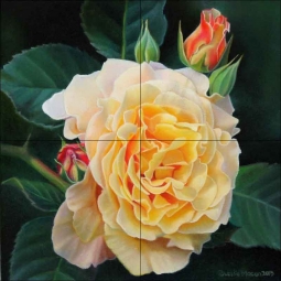 Rose Study I by Leslie Macon Ceramic Tile Mural - LMA064