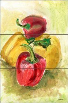 Bell Peppers by LuAnn Roberto Ceramic Tile Mural LRA006