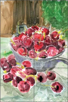 Bowl of Cherries by LuAnn Roberto Ceramic Tile Mural - LRA007