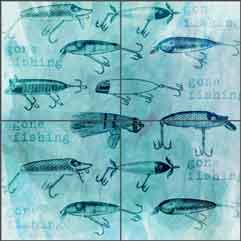 Roberto Fishing Lures Ceramic Tile Mural - LRA010