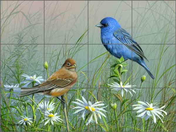 Indigo Bunting by Mike Brown Ceramic Tile Mural - MBA023