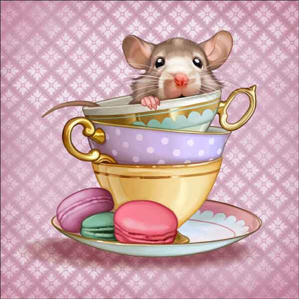 Cups of Cute: Mouse by Maryline Cazenave Accent & Decor Tile MC2-001cAT