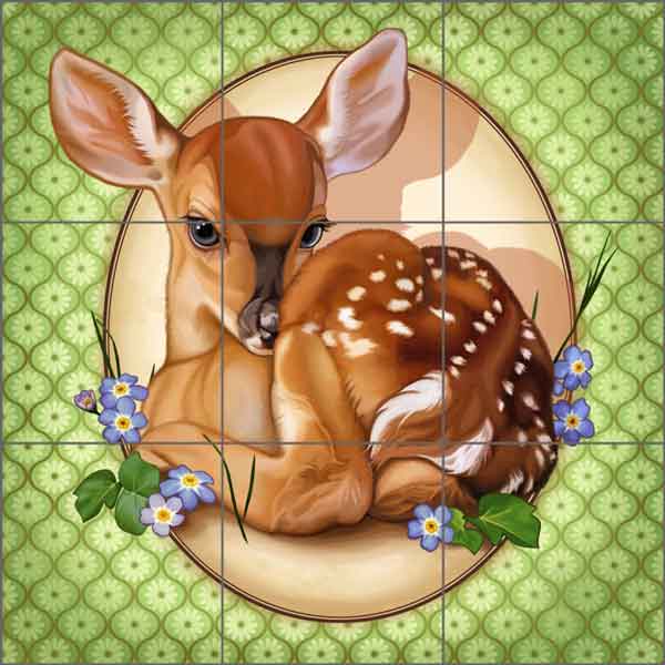Forest Friends: Deer by Maryline Cazenave Ceramic Tile Mural - MC2-002a