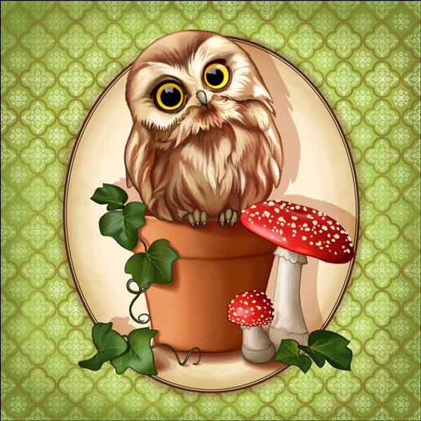 Forest Friends: Owl by Maryline Cazenave Accent & Decor Tile - MC2-002cAT