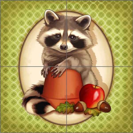 Forest Friends: Raccoon by Maryline Cazenave Ceramic Tile Mural