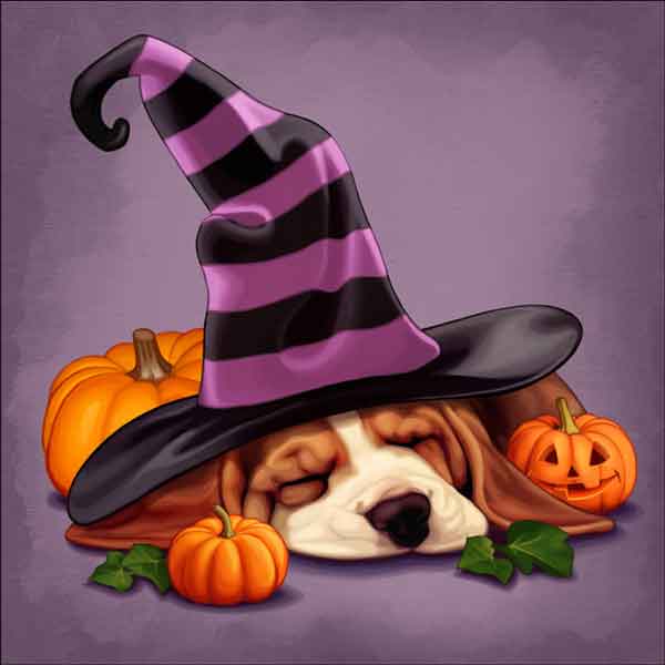 Halloween Puppies 1 by Maryline Cazenave Accent & Decor Tile - MC2-005a
