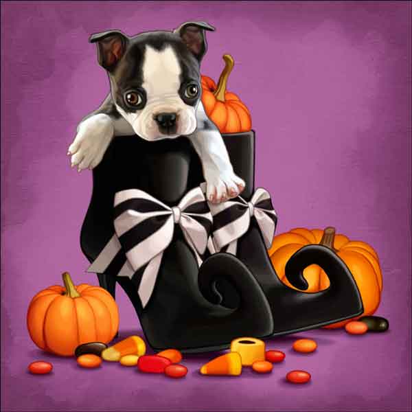 Halloween Puppies 3 by Maryline Cazenave Accent & Decor Tile - MC2-005c