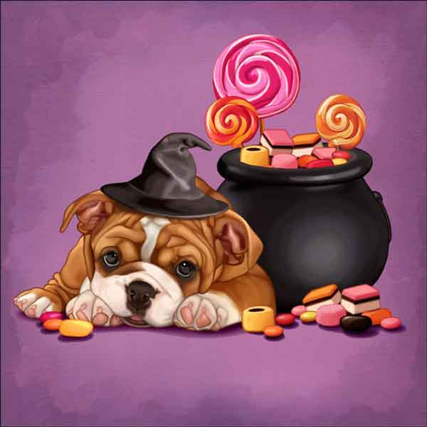 Halloween Puppies 4 by Maryline Cazenave Accent & Decor Tile - MC2-005d