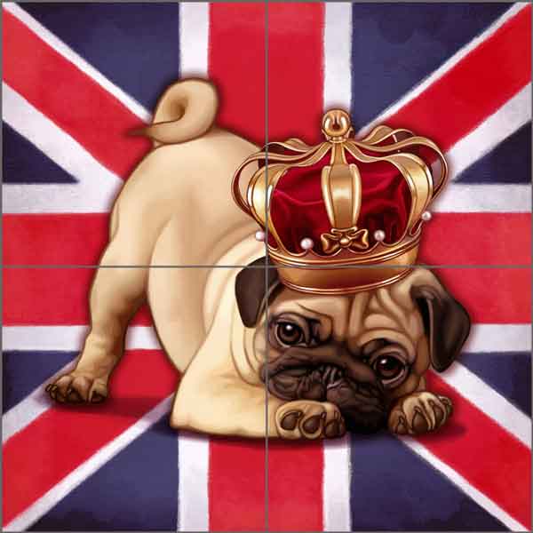Dog Save the Queen 4 by Maryline Cazenave Ceramic Tile Mural MC2-006d