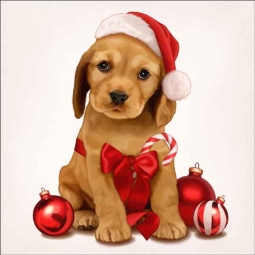 Cazenave Holiday Puppy Art Ceramic Accent & Decor Tile - MC2-008aAT
