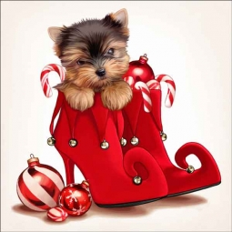 Cazenave Holiday Puppy Art Ceramic Accent & Decor Tile - MC2-008bAT