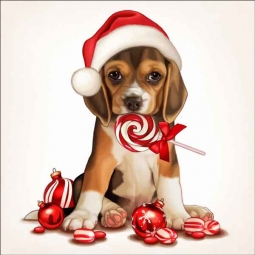 Cazenave Holiday Puppy Art Ceramic Accent & Decor Tile - MC2-008cAT