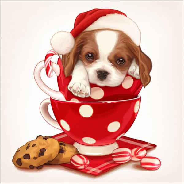 Cazenave Holiday Puppy Art Ceramic Accent & Decor Tile - MC2-008dAT