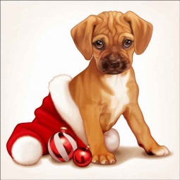 Cazenave Holiday Puppy Art Ceramic Accent & Decor Tile - MC2-008eAT