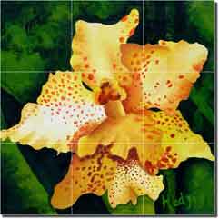 Hadjis Orchid Flower Ceramic Tile Mural 12.75" x 12.75" - MHA006