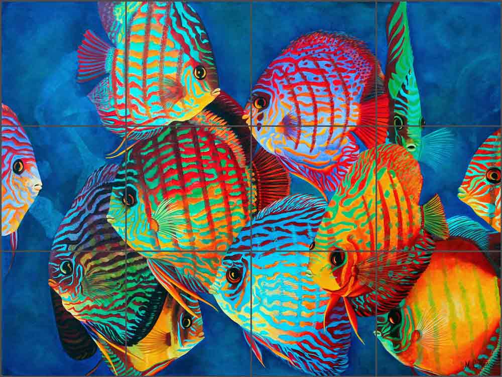 Curious Discus by Micheline Hadjis Ceramic Tile Mural MHA021