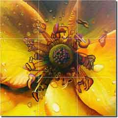 Stella by Micheline Hadjis - Flower Orchid Glass Tile Mural 18" x 18"