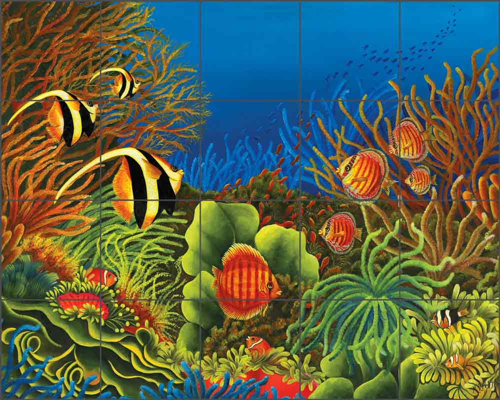 Marvel of the Oceans by Micheline Hadjis Ceramic Tile Mural MHA034