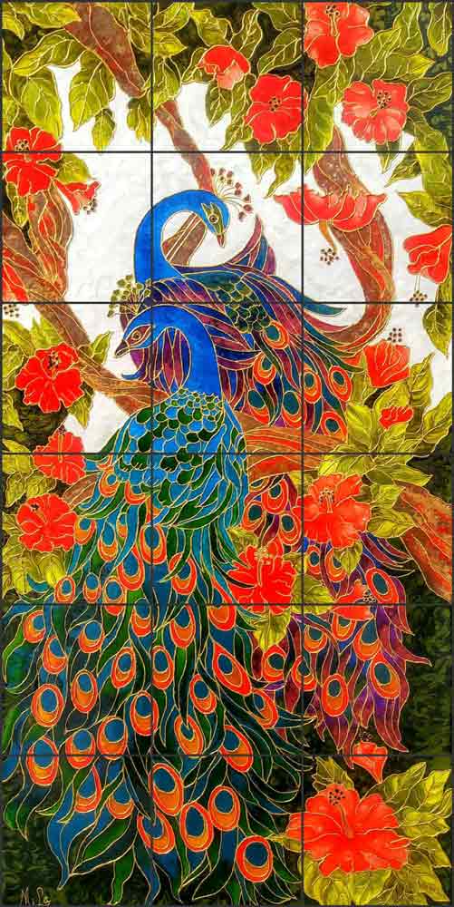 Peacock's Delight by Micheline Hadjis Ceramic Tile Mural MHA042