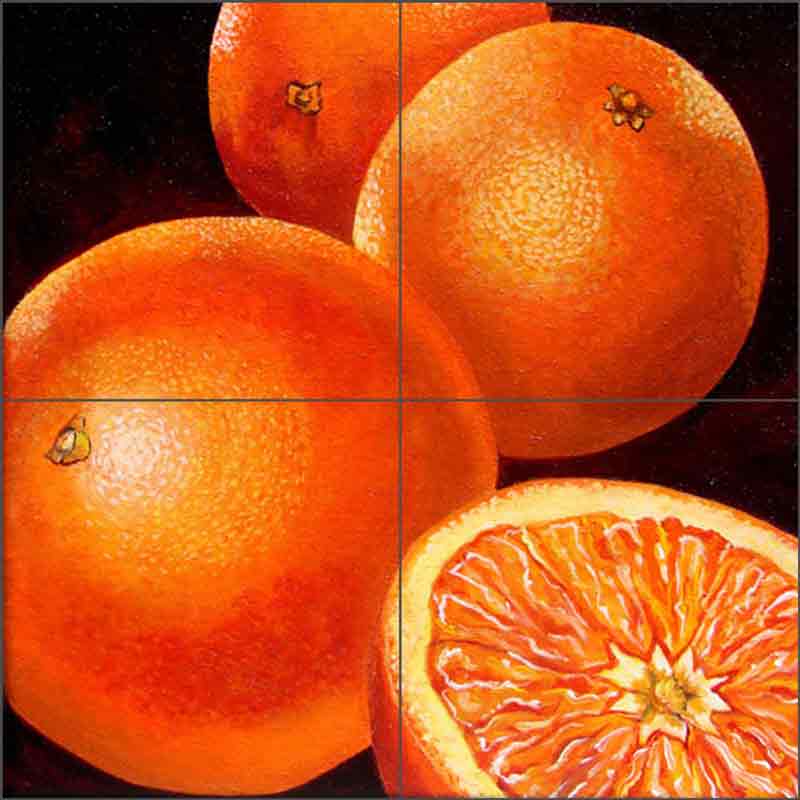 Oranges by Micheline Hadjis Ceramic Tile Mural MHA045