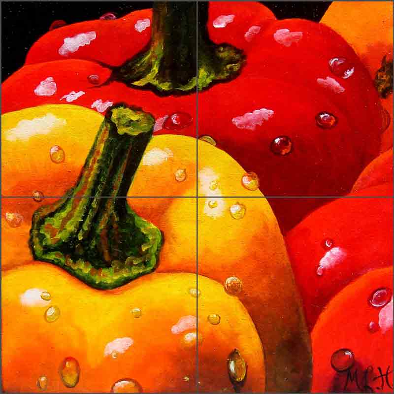 Peppers by Micheline Hadjis Ceramic Tile Mural MHA046