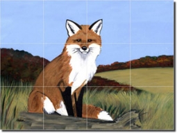Fox by M. K. Zeppa - Animal Ceramic Tile Mural 12.75" x 17"