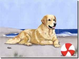 Zeppa Golden Retriever Dog Ceramic Tile Mural 24" x 18" - MKZ006