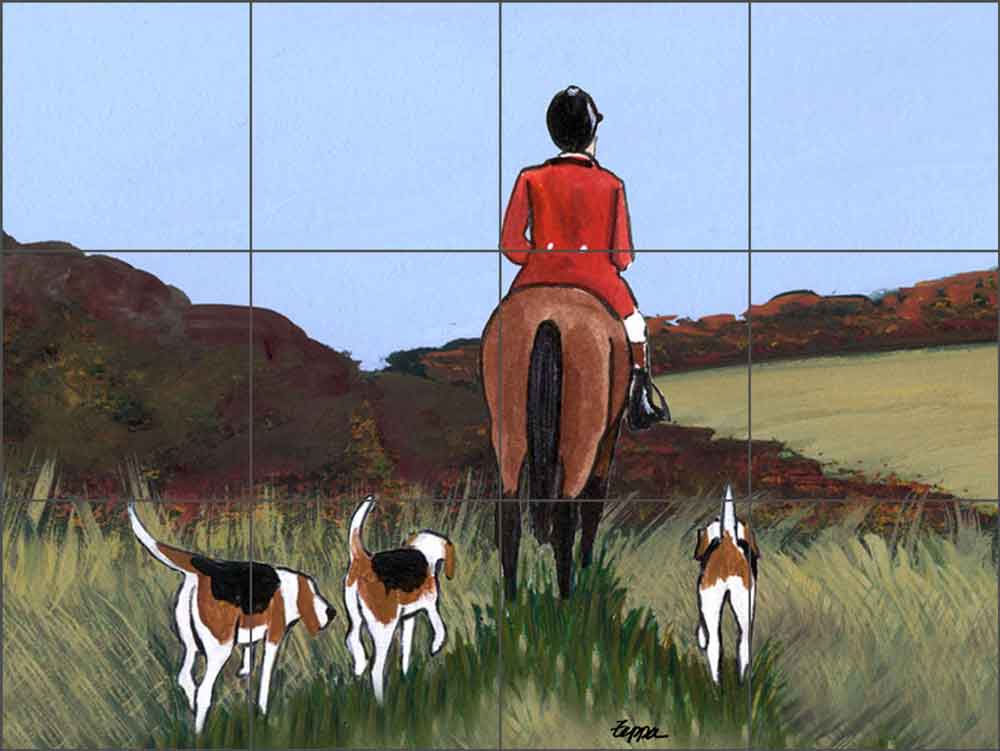 Hunt Scene by M. K. Zeppa Ceramic Tile Mural - MKZ009