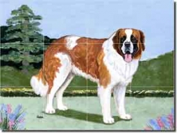 Zeppa St Bernard Dog Ceramic Tile Mural 17" x 12.75" - MKZ010
